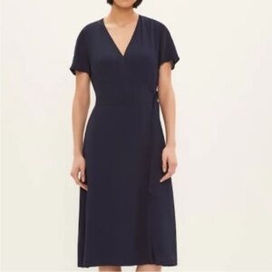 Frank & Oak Navy Wrap Dress size small crepette